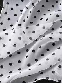 1pc Women's Elegant Minimalist Classic Polka Dot Print Chiffon Scarf, Lightweight Breathable Neck Scarf/Shawl For Spring/Summer - White - View 5