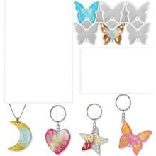 24-Cavity Butterfly Heart Star Moon Pendant Keychain Silicone Molds, Jewelry Resin Casting Mold With Hole - Default - View 10