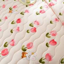 1pc Skin-Friendly Minimalist Plaid + Floral Quilted Wide-Edge Summer Quilt, Soft & Fine, Moisture-Wicking & Breathable, Minimalist & Elegant, Fashion Air Conditioning Quilt, Lightweight & Breathable Summer Quilt - Sweetness - View 6