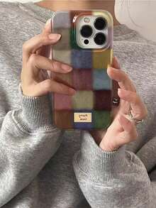 Grid Colorful Square Design Phone Case Compatible With Apple 16, Minimalist Case Suitable For New 14 Pro Max 17 Models - Multicolor - View 3