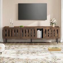 160*40*47cm Lowboards,Minimalist TV-Schrank,TV-Ständer Aus Walnussholzfarbe,Schrank Mit Durchbrochenem Design,TV-Board Geeignet Für 65-Zoll-Fernseher,MDF - Walnut + MDF - View 1