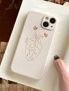 Solid Color Matte Heart-Shaped Anti-Drop Full Coverage Protective Phone Case, Suitable As Birthday Or Christmas Gift For Couples, Girlfriends, Daughters, Teens - أبيض عتيق - مشاهدة 5