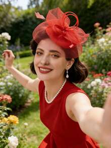 1 chiếc mũ cài tóc nữ kiểu Kentucky Derby, mũ dự tiệc trà, mũ lưới cài hoa và lông vũ, phụ kiện đội đầu cho đám cưới và tiệc cocktail. - Nhiều màu - Xem 3