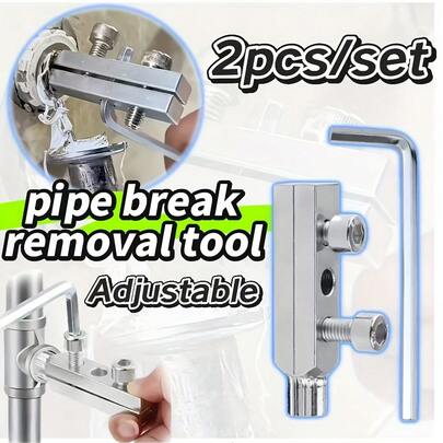 2 pezzi/set Attrezzo regolabile in metallo da 2,5*0,51 pollici per smontaggio, estrattore rapido per viti rotte del rubinetto, rimuovitore universale per dadi da 1/2" e 3/4", attrezzo ideale per lo smontaggio