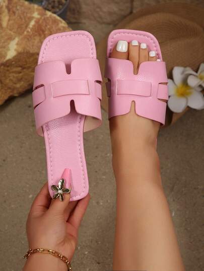 韩版休闲大码平底拖鞋（女款），夏季露趾透气凉鞋，新款罗马风编织时尚凉鞋，百搭连衣裙，适合海滩或居家穿着，白色/米色/黑色/橙色/紫色/灰色/金色/银色/蓝色/绿色/粉色/棕色/法式豹纹印花正装鞋，波西米亚风度假休闲鞋/拖鞋