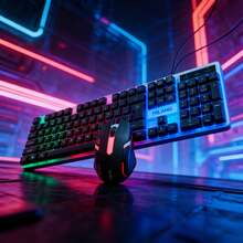 RGB Backlit Wired Gaming Keyboard, Rainbow LED Mechanical-Feeling Keyboard, Silent Keyboard, Suitable For PC Gamers, Compatible With Windows,  Laptops, Desktops, Plug And Play, Durable Detachable ABS Keycaps, Suitable For Gaming And Office Use - 查看 1