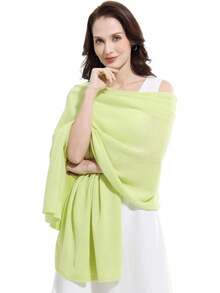 Soft Cashmere Blend Wrap Scarf For Travel, Extra Large 87"X28" - 青蘋果 - 查看 1