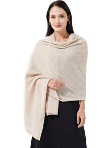Soft Cashmere Blend Wrap Scarf For Travel, Extra Large 87"X28" - 斑駱駝 - 查看 1