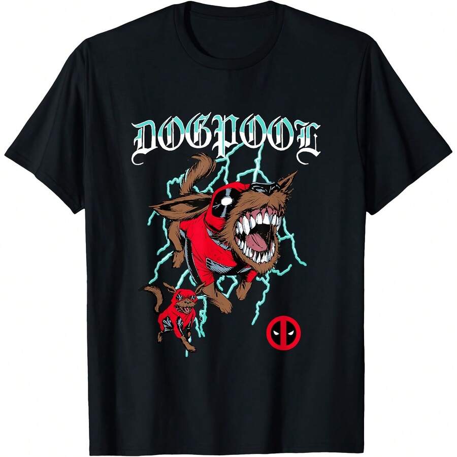 Comics Deadpool Retro Dogpool Er Dog T-Shirt All Seasons,220g Pure Cotton Single-Sided Printed Crew Neck Short-Sleeved T-Shirt,Unisex Top,Base Layer - 顏色9 - 查看 1