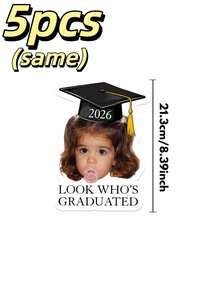 Customizable Hand-Held Sign, Personalized With Individual Photos And 2026 Graduation Cap Design, Cute And Fun Style, Suitable For Graduation And Back To School Seasons, High-Quality Graduation Party, Classroom Decor, Family Gathering And Graduation Gift Photo Props, Wedding - Multicolor - View 13