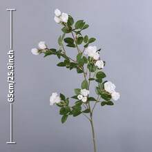 1束/3束迷你玫瑰，花茎长26英寸，逼真仿真花，易于安装和清洁，适用于摄影道具、家居餐桌、中心装饰、节日装饰，营造春夏氛围 - 白色 - 查看 7
