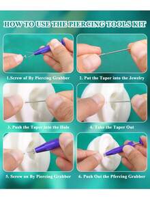 1 pieza Juego de herramientas de perforación de acero inoxidable mejorado antideslizante 14G/16G/18G/20G - Pinzas cónicas sin rosca y abrazadera de bola, insertador de aretes de fondo plano, adecuado para oreja, nariz, ombligo, labio, ceja y otras partes del Body, kit profesional de reemplazo de joyas DIY - Multicolor - Ver 3