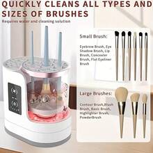 1 pieza Limpiador eléctrico de brochas de maquillaje alimentado por USB con secador de brochas, limpieza y secado eficientes, herramienta de limpieza automática portátil de USB para todo tipo de brochas de maquillaje, contorno, sombra de ojos, rubor - multicolor - Ver 4
