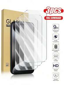 3片装高清钢化玻璃屏幕保护膜，1:1高清显示，防刮花，防碎裂，耐用，兼容 X/XR/11/12/13/14/15/16/16 Plus/16 Pro/16 Pro Max/16e/17/17 Air/17 Pro/17 Pro Max/17e全系列 - 3 pcs-透明 - 查看 44