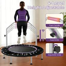 2026 New Model 450LBS Foldable And Portable Mini Rebounder Trampoline For Adults  ,Fitness Trampoline With Bungees, Adjustable Handle, Stable & Quiet, Whole-Body Workout & Relaxation At Home, Outdoor Or Indoor/Garden Workout - Black - View 3