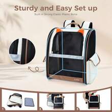 Lekereise - Mochila para gatos mochila para perros pequeños gatos medianos con capacidad de hasta 18 libras mochila plegable para perros para viajes senderismo orejas de color beige y naranja - Orejas BeigeNaranja - Ver 6
