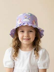 新款遮阳防晒防紫外线防风渔夫帽，适合2-6岁婴幼儿，印花清新款式，男女童通用小马渔夫帽 - 1PC - 查看 2