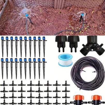 Automatic Drip Irrigation System Kit -1/4 Inch Pipes, Drip Irrigators, Connectors For Raised Beds, Greenhouses, Yards, Lawns, Plants - No Electricity Required, Easy To DIY Install, Water-Saving, Gardening Efficiency | Automatic Irrigation System | Durable Plastic Components, Gardening Irrigation System