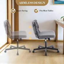Silla de oficina sin brazos con diseño trasero Criss-Cross, ajustable en altura con ruedas giratorias de 360 °, silla gris cómoda para la oficina en casa - gris - Ver 7