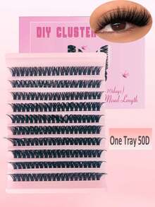 120PCS Eyelash Extensions Wispy Natural DIY C Curl Individual Lashes Clusters Black 10-16mm - C - View 8