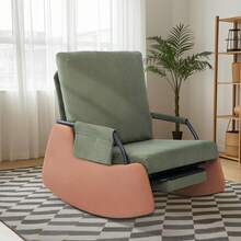 Silla reclinable mecedora para adultos, moderna silla reclinable tapizada de felpa con bolsillo lateral - Verde - Ver 9