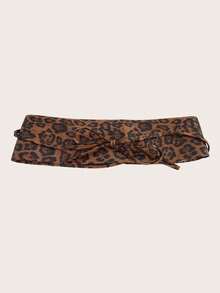 1pc Leopard Print Wide Waist Belt, Casual Daily Use - Coffee Brown - View 5