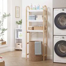 3-Tier Bamboo Over The Toilet Storage Shelf Bathroom Organizer Space-Saving Rack For Bathroom Home - 白色 - 查看 6