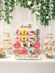 1/2Set Wooden Donut Display Stand, 26*35cm/32*40cm Donut Holder Board For 9/16 Donuts, Baby Shower Decor, Gender Reveal Party Decor, 1st Birthday Party Decor, Wedding Decor, Bridal Shower Decor, DIY Candy Bar Display, Dessert Cake Holder, Event Celebrations Decor, Party Food Placement Rack, Candy Display Rack, Kitchen Dining Room Table Decorations, Holiday Party Supplies, Anniversaries Tabletop Decor, Party Favors - White - View 11