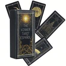Kinner Tarot Cards Spanish Edition - Bilingual Spanish-English Divination Game Set, Mystical Art Design, High-Quality Paper Prediction And Tarot Card Interpretation, Suitable For Beginners And Adults, Exquisite Decorative Box - Black - View 9
