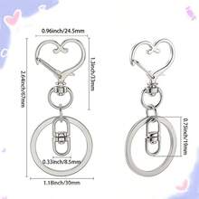 10个心形钥匙扣，带龙虾扣和旋转环，适用于钥匙链、包包挂饰、DIY工艺品和礼品。 - 愛心中8平圈 - 查看 2