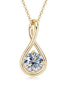 XUJIA 1pc Women's 925 Sterling Silver Infinity Moissanite Necklace, 8mm-2ct Moissanite Pendant, Elegant Jewelry Suitable For Engagement, Wedding Anniversary, Party, Birthday And Other Occasions - PMO-061 - 查看 11