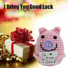 1 件可爱钩织小猪玩偶：这只迷你针织小猪配有一张温馨的卡片，上面写着“我给你带来好运”。这是一种传递正能量、缓解压力的有趣方式。非常适合作为以猪为主题的礼物，一定会让人会心一笑。 - 彩色 - 查看 5