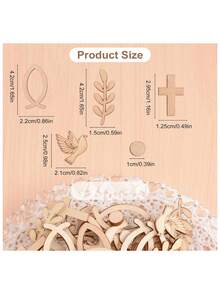 Colorful Wooden Confetti, Rainbow Dove Fish Cross Branch Pattern, Suitable For Baptism, Birth, Communion, Naming Ceremony, Confirmation And Other Occasions, Also Can Be Used As Party Gifts Or Decorations - Wood - View 4