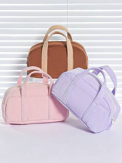 1pc Solid Color Simple Multifunctional Plush Portable Pencil Bag, Large Capacity Pencil Case, Unique, Dirt-Resistant, Storage Bag For Primary School Students,Teenagers And Girls