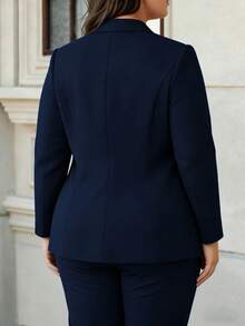 Áo khoác blazer kiểu dáng cổ điển, thanh lịch, phù hợp cho công sở, kinh doanh, đi làm, mọi mùa, cỡ lớn. - Màu xanh hải quân - Xem 2