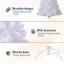 Árbol de Navidad Blanco, árbol de Navidad Artificial Prelit de con Luces LED Blancas cálidas y Soporte de Metal, decoración de día Festivo de Pino de Navidad Falso, para el hogar - 4,5 pies - Ver 5