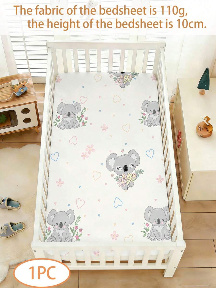1PC Baby Bedding, 110g Cute Sloth Patterned Baby Single Bed Sheet, Made Of Polyester Material With Digital Printing, Suitable For Baby Holiday Gifts, Bedroom Baby Crib In All Seasons, No Pillowcase - Multicolor - View 1