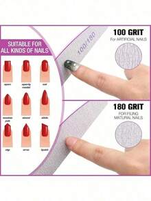 SGIAWETA-50pcs Nail Files, Double-Sided Nail Buffers, Professional Nail Care Tools Nail Shaping, Buffing, Polishing, Suitable Women Fingernails And Toenails, Home And Salon Use, Nail Art Supplies-Birthdaygift - 淺灰色 - 查看 3