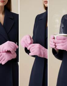 Basic Elegant Knitted Gloves For Cold Winter - Adult (Various Colors) - Rosa - View 6