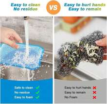 HOMEXCEL 12 Pack Scrub &Amp; Wipe Cloths, Scrub Sponges With Non-Scratch Wire Dishwashing Rag For Kitchen, All-Purpose Cloth For Dishes, Pots, Pans, Non-Stick Cookware, Countertops (Blue) - ColorA - 查看 3