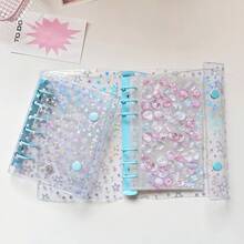 1pc A6/A7 Starry Shiny Loose Leaf Binder, Sticker Book, FEINIBOOK Double Ring Soft PU Cover Loose Leaf Binder, PP Material, Transparent Inner Pages Refill, Kpop Card Storage, DIY Sticker Book, Notebook, Scrapbook, Plastic Material - A - View 3