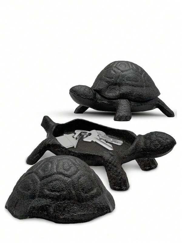 1pc Cast Iron Turtle Key Concealment Device - Outdoor Hidden Key Chain, Decorative Garden Statue, Secret Hiding Point For Spare Keys, Compact Hiding Solution, Perfect For Homes, Courtyards And Terraces