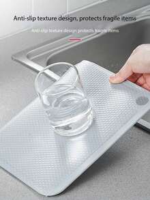 1 Roll Thick Transparent Polka Dot Pattern Anti-Fouling Anti-Slip Drawer Liner, Suitable For Kitchen Cabinet, Fridge, Easily Washable EVA Mat, Cuttable - White - View 3