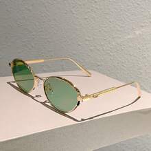 European And American Women's Light Luxury Fashionable Metal Frame With A High-End Feel, Street Photography Oval Frame Retro Men's And Women's, Lightweight And Fashionable, Suitable For Parties And Leisure Outings - 藍色 - 查看 8
