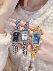 Nuevo reloj pulsera de moda dorado para mujer, reloj de cuarzo vintage, lujoso, minimalista, elegante, ligero y versátil, un gran regalo para damas - Plateado - Ver 9