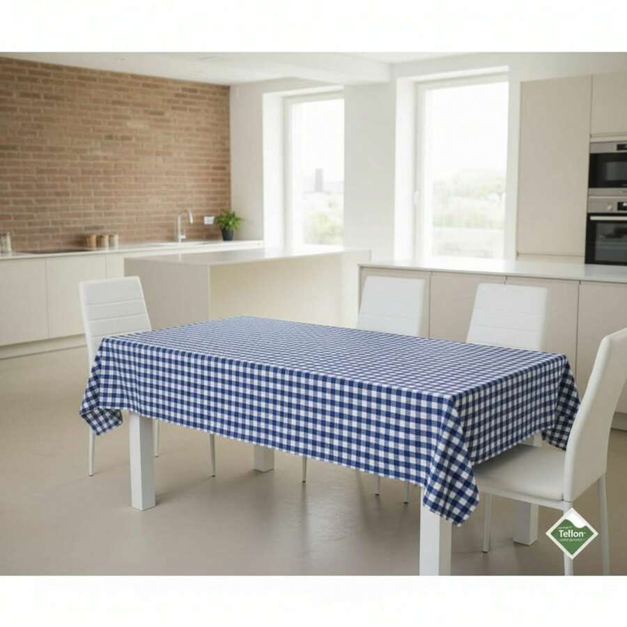 Kiva Stain-Resistant Tablecloth, Small Checkered Pattern, Extra Soft Touch, Teflon Coated And Waterproof, Sizes From 100x140 To 300x140 Cm And Round 140 Cm - Stain-Resistant Tablecloth - Available In 15 Colors - 選項13 - 查看 1