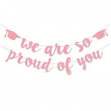 1 Set 2026 Graduation Banners Party Decorations, Black Glitter We Are So Proud Of You Graduation Banners Garland For Congratulation Graduations Party Supplies, School, Home, Car Decorations - 9pcs - View 9