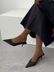 Women's Pointed Toe High Heel Slip-On Pumps, Elegant & Versatile For Party, Black - Black - View 3