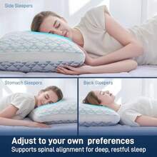 Juego de 2 almohadas suaves de espuma viscoelástica triturada refrigerante hipoalergénica de calidad hotelera para dormir de espalda lateral y estómago - Blanco - Ver 5