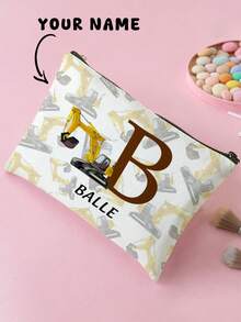 1pc Customizable Name/Text, Cartoon Game Console Pattern Double-Sided Print Travel Portable Cosmetic Storage Bag Multi-Function Zipper Makeup Bag Wallet, Perfect For Children's Skincare Storage, Can Be Customized According To Your Name - Multicolor - View 4